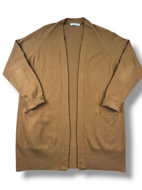 Vince Tan 100% Cashmere Longline Open Front Cardigan Sweater Size M